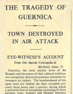 Recorte de The Times, 28 de abril de 1937